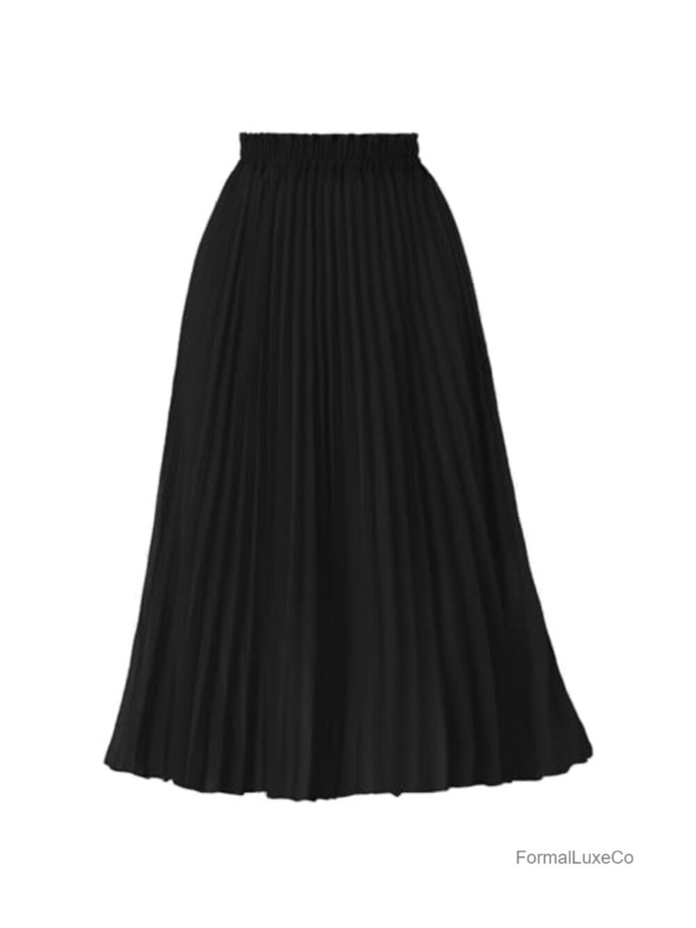Pleated A-Line High Waist Flowy Midi Skirt Wrinkle Resistant